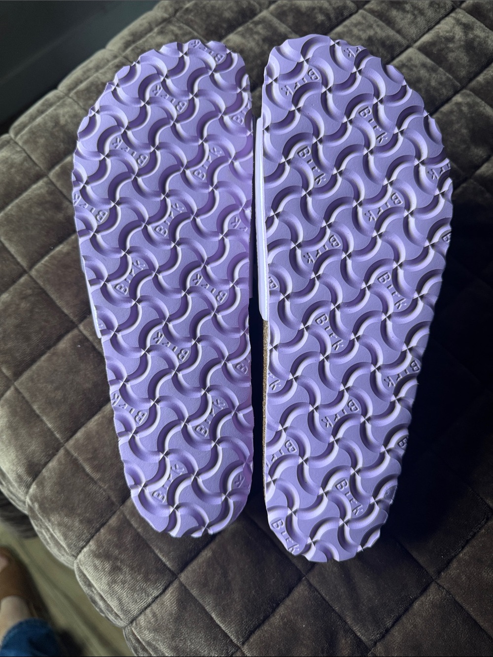 Birkenstock Lavender Slide with Large Gold Buckle - Picture 3 of 5